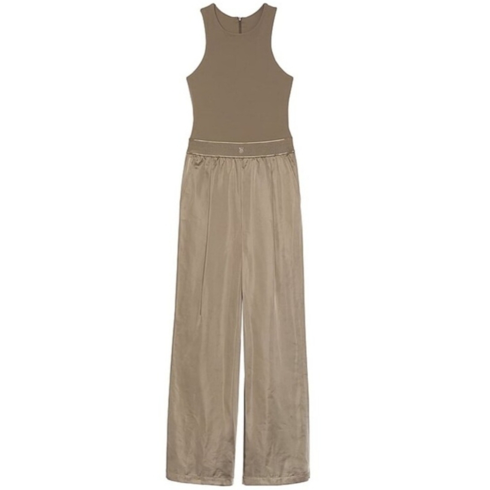 Victoria's Secret Olive Green Lux Glossy Sport Wide-Leg Jumpsuit - Picture 3 of 16